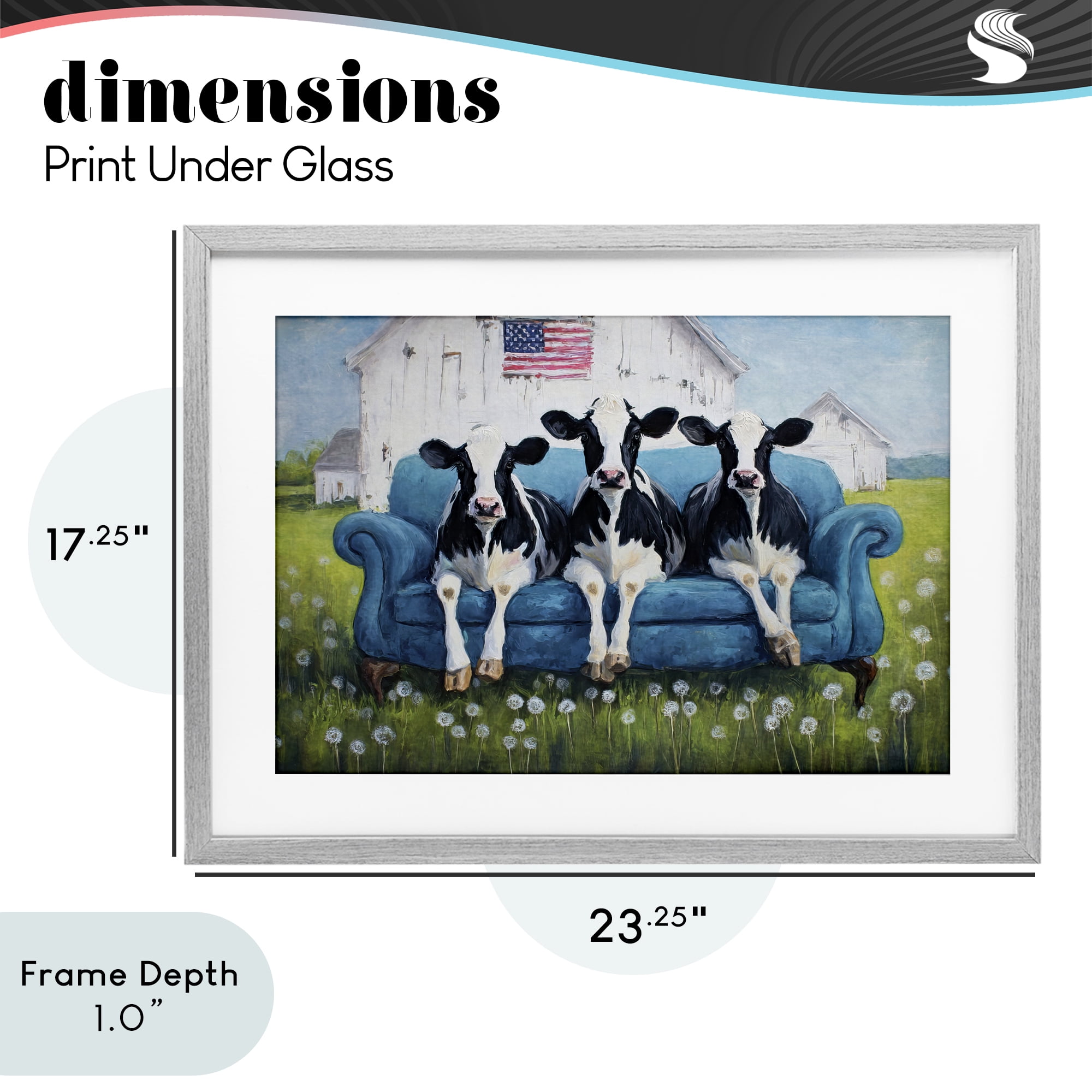 Stupell Industries Barnyard Sofa Sisters Gray Framed Print Under Glass, design by Tina LeCour