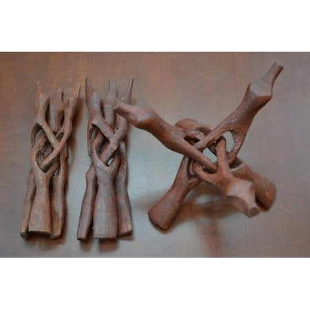 Wood Fiberglass Tripod - 3 Pc Wood Carved Tripod Snake Holder Stand 8
