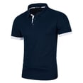thumbnail image 2 of Qwertyu Men's Casual Polo Shirts Short Sleeve Button Classic T-Shirts Cotton Slim Fit Tees Lightweight Golf Tops Navy L, 2 of 5