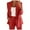 Red, variant on Busydd 2 Piece Outfits for Women Dressy Casual Solid Color Open Front Button Blazer Jackets High Waisted Straight Leg Pants Suits Plus Size Business Work Office Suit Sets S-5XL