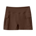 thumbnail image 5 of LIIPEE Women Yoga Shorts Solid Color Elastic High Waist Leggings Shorts With Pockets Female Comfort Fitness Daily Wear Shorts,Coffee,Xxl, 5 of 5