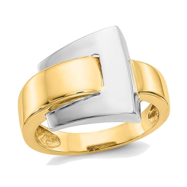 Ladies 14K Yellow and White Gold Polished Buckle Ring