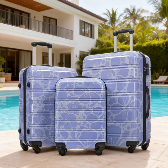 Hardshell Luggage Sets 3 pcs Spinner Suitcase with TSA Lock Lightweight-20" 24" 28" Luggages,Blue