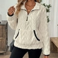 thumbnail image 2 of Stichou Women's Sherpa Fuzzy Fleece Pullover Sweatshirt Long Sleeve Cozy Zip Up Hoodie Jacket 2025 Fall Fashion Clothes White S, 2 of 6