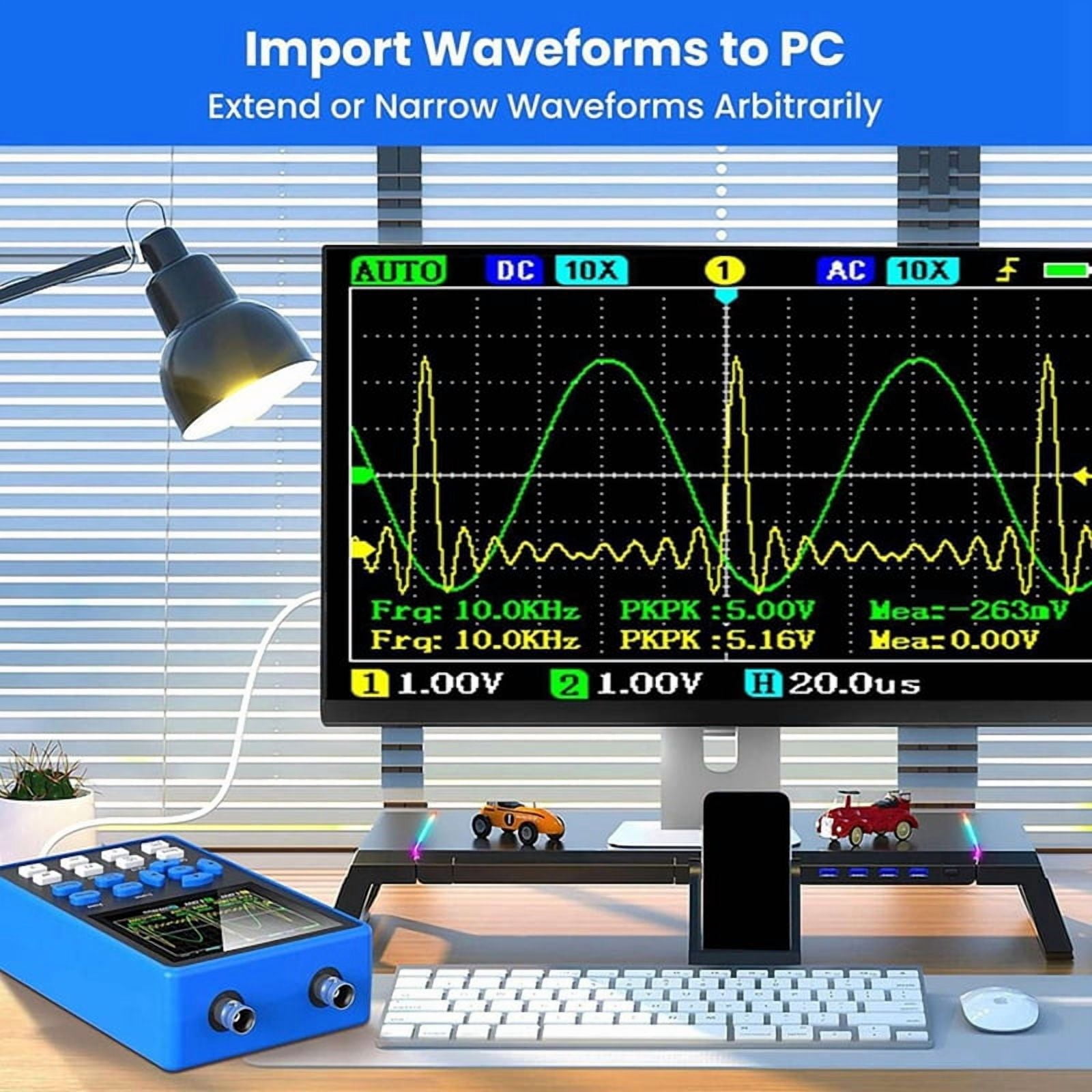 2X DSO2512G Digital Oscilloscope with 2 Channels 120Mhz Bandwidth Signal Generator 500MSa/S Sampling Rate, 2.8 Inch