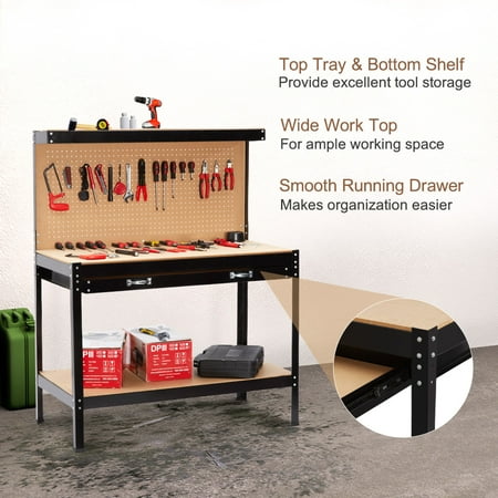 Finether Heavy Duty Steel Workbench Tool Table
