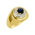 thumbnail image 3 of RYLOS Men's Rings 14K Yellow Gold Designer Gypsy 7MM Round Gemstone & Diamond Ring Sapphire September Birthstone Size 11, 3 of 6