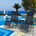 thumbnail image 3 of Gymax 3 Pcs Chaises Longues Sans Fauteuil Inclinable Oreillers Table Pliable Portable Marine, 3 of 10
