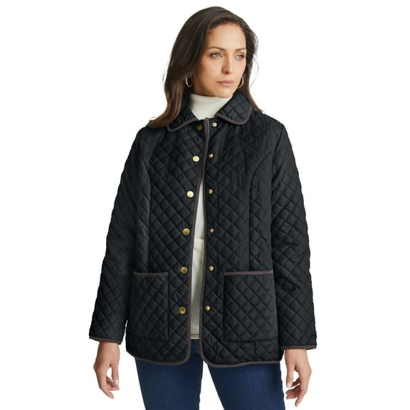 Jessica London Women's Plus Size Snap-Front Quilted Coat