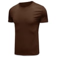 thumbnail image 4 of YYDGH Mens Short Sleeve Crew Neck T-Shirt Contrast Trim Knit Slim-Fit Tees Top Brown L, 4 of 5