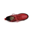 thumbnail image 4 of BLISSFUL STEP Women Lace-Up Platform Chunky Heels Combat Boots Red 7, 4 of 6