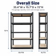 thumbnail image 5 of Nnovaroom Heavy Duty Garage Shelving Unit,2400Lbs, Adjustable Metal Storage Shelves, 5-Tier Boltless Shelf Rack for Basement,Pantry 72"Hx15" D x 35" W, 5 of 8