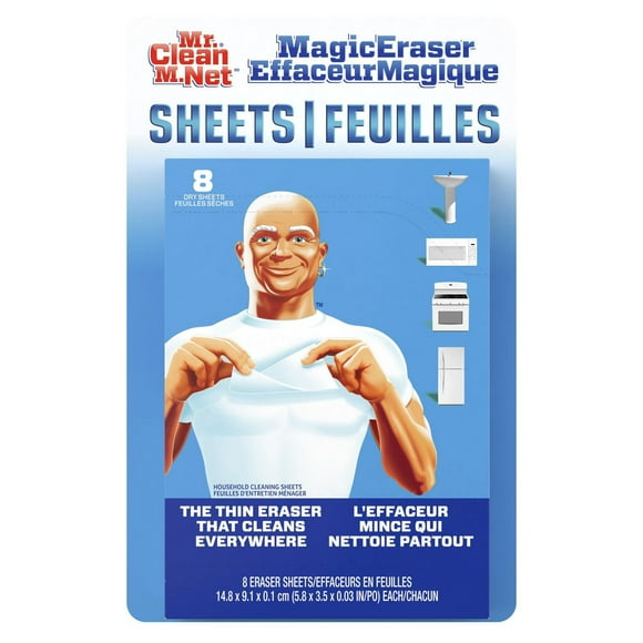 Feuilles nettoyantes d’Effaceur Magique M. Net, la puissance de l’Effaceur Magique en une feuille nettoyante mince, souple et jetable
