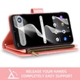 thumbnail image 6 of Compatible with Cricket Debut S3/AT&T Vista 2 Wallet Phone Case and Tempered Glass Screen Protector Flower Faux Leather Flip Credit Card Holder Stand Zipper Cell Cover for U572AC U572AA Women Pink, 6 of 8