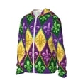 thumbnail image 2 of Daiia Mardi Gras4 UPF 50+ Sun Protection Hoodie Jacket Lightweight Long Sleeve Sun Shirt for Women Men with Pocket Hiking Outdoor-X-Large, 2 of 9