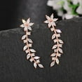 thumbnail image 2 of ATJIA Ear Crawler Earrings Crystal Leaf Ear Climber Earrings Faux Diamond Flower Chic Stud Earrings, 2 of 5