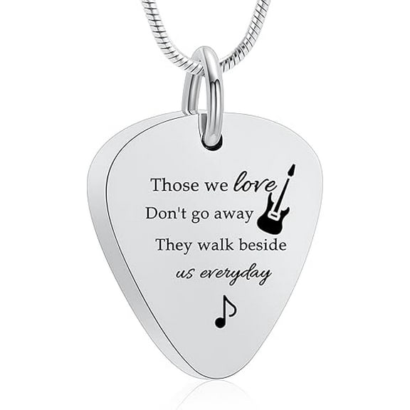 Personalized Urn Necklace for Ashes Guitar Pick Cremation Jewelry Stainless Steel Ashes Pendant for Men Women Memorial Human / Pet Ashes Gifts