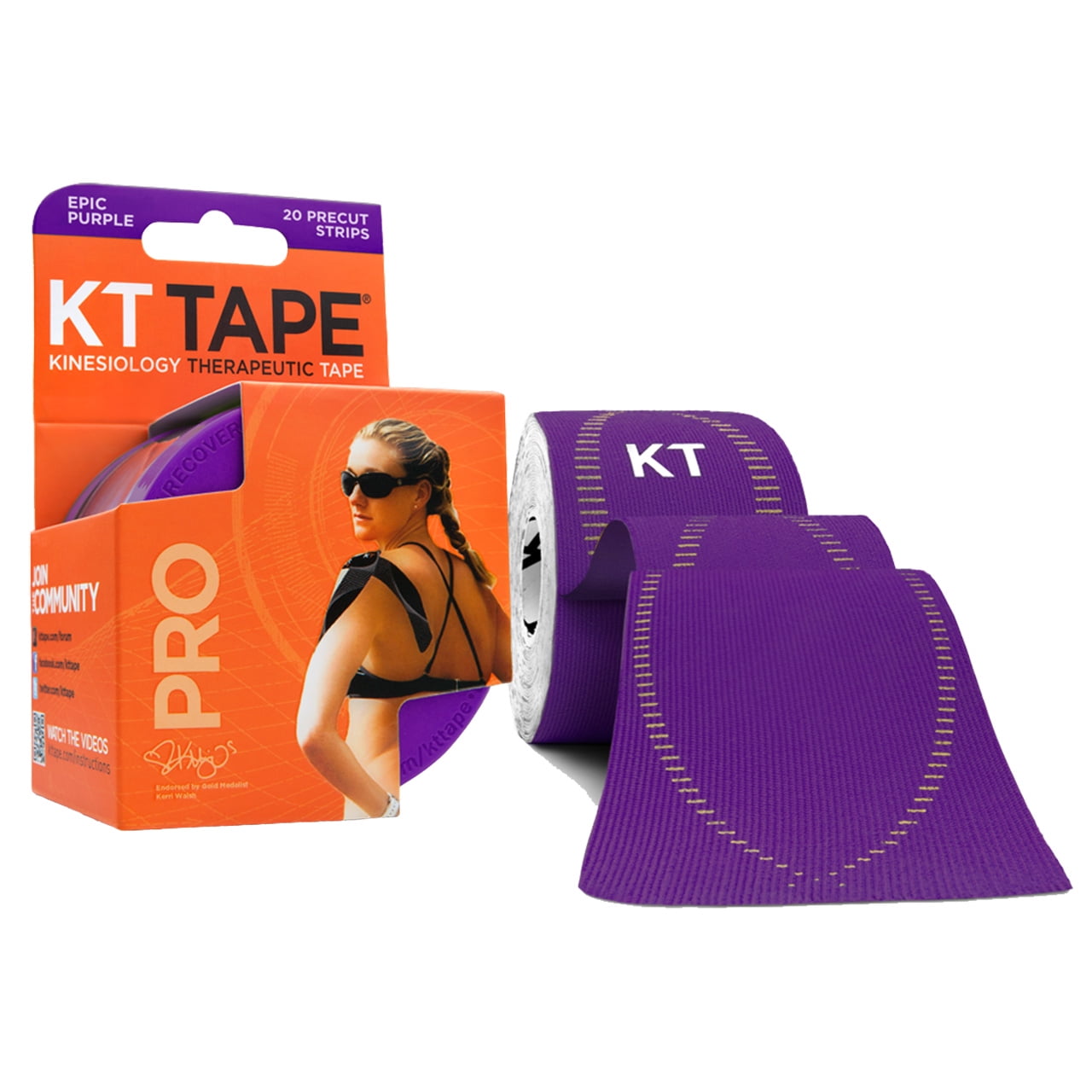 KT TAPE PRO Synthetic Elastic Kinesiology 20 PreCut 10Inch Strips