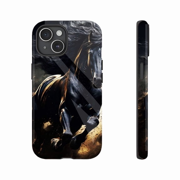 Elegant Black Horse Artistic iPhone Case for Men Women Who Love Powerful Animal Design Compatible with iPhone 11/12/13/14/15/16 (Pro Max/Plus)