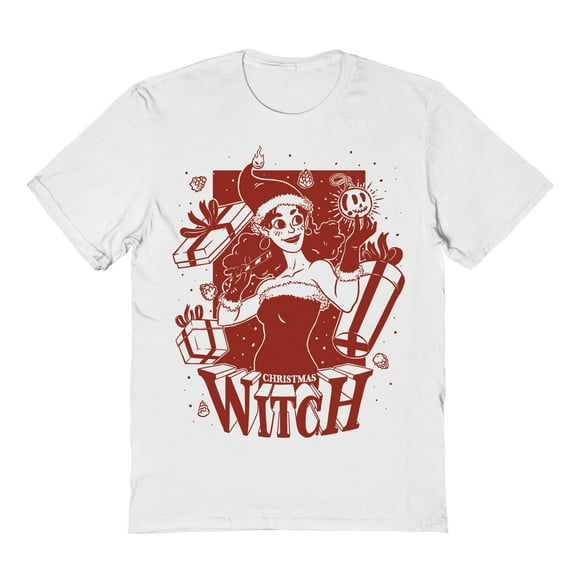 Haywood & Main Christmas Witch Graphic White Men's Cotton T-Shirt