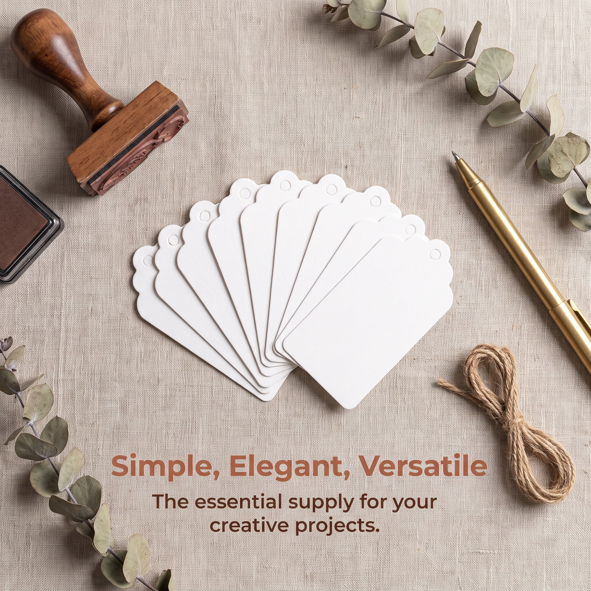 Unique Bargains Paper Gift Tags with Natural Twine for All Occasions 1.2" x 2" White
