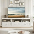 thumbnail image 2 of TV Stand for 75 in TV, Mid-Century Modern Entertainment Center with Storage Drawer, TV Console with Open Shelves, Wood Media Console TV Cabinet for Living Room, White, 2 of 7