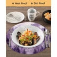 thumbnail image 3 of 15 Inch Round Placemats Set of 6, Purple Mountain Non Slip Heat Insulation PP Table Mats, Misty Forest Nature Woodland Pine Tree Landscape Washable Place Mats for Kitchen Dining Party Table Decor, 3 of 7