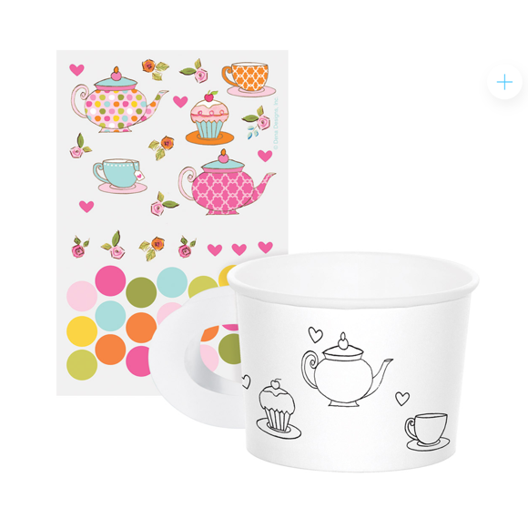 Tea Time Teapot Cup Party Treat Cups with Stickers