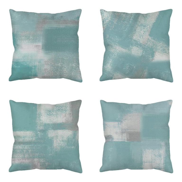 Blue Block Print Pillow Cover 18x18