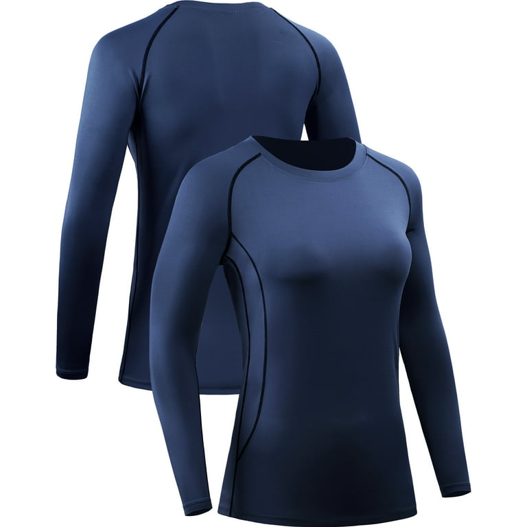 Cadmus Women's Workout Long Sleeve Shirts for Running Yoga Hiking T Shirt, Black,Grey,Navy Blue,Medium 