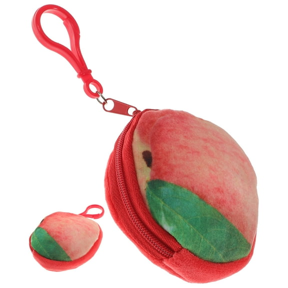 3D Cartoon Plush Fuzzy Pouch Fruit Zipper Coin Purse Mini Wallet with Keychain for Women Girls