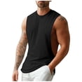 thumbnail image 2 of BELTNOV Men's Workout Tank Top Casual Sleeveless Moisture-Wicking Muscle Shirts Breathable Drop Arm Open Side Round Neck Shirt for Gym Running Black, 2 of 5