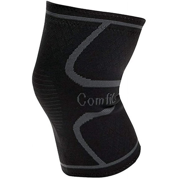 ComfiLife Compression Knee Sleeves - Knee Support Brace for Running, Crossfit, Powerlifting, Workout, Meniscus Tear, Arthritis, ACL, MCL - Breathable Non-Slip Comfort, Medium, Black - Single