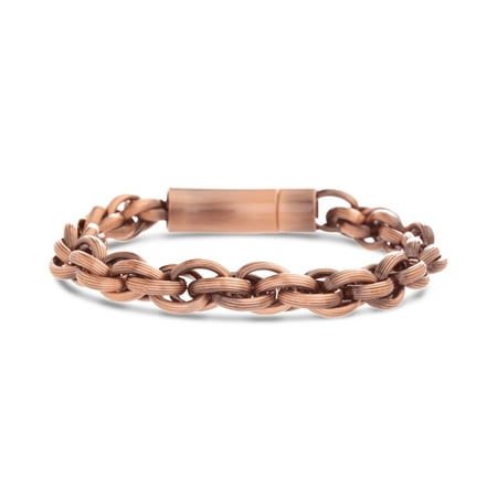 18k Rose Gold Plated Stainless Steel Rolo Chain Bracelet 8.5 Inches Long