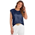 thumbnail image 2 of JoveMarine Women's Satin Tank Top Round Neck Loose Fit Blouse Business Casual Summer Top for Office and Daily Wear Navy S, 2 of 6