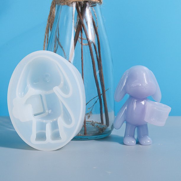 Molde de silicona multifuncional para decoración de coche molde de pegamento Likrtyny de cristal 3D de conejo adecuado para llaveros accesorios de 92x7x33 cm