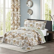 All American Collection New 3-Piece Printed Modern Floral Bedspread Coverlet (Oversized King/Cal King, Yellow)
