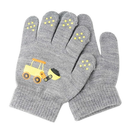 

Jgppe Kid s Knit Gloves Winter Comfy Warm Soft Stretch Full Fingers Gloves for Little Boys Girls 1-7 Years