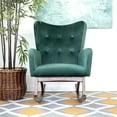 thumbnail image 3 of Pemberly Row Mid-Century Modern Tight Back Velvet Rocking Chair in Yellow, 3 of 3