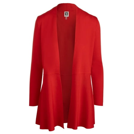 Anne Klein Women Monterey Open-Front Cardigan Rouge Red Size XXL