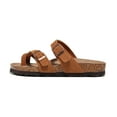 thumbnail image 2 of Genuine Leather Summer Sandals Women Slides for Women Natural Cork Footbed Womens Slides Straps - Womens Sandals Comfortable Spring Break Outfit Women Footwear, 2 of 4