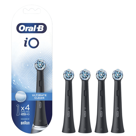 Oral-B iO Series Ultimate Clean Electric Toothbrush Replacement Brush Heads for an Oral-B Electric Toothbrush, 4 count, Black