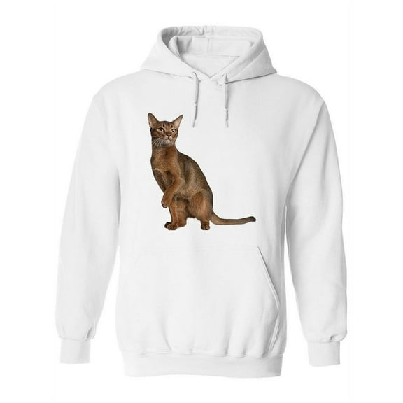 Adult Abyssinian Cat Raising Paw Hoodie Women -Image by Shutterstock, Female Small
