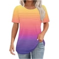 thumbnail image 2 of Qepwsc Casual Womens Crew Neck T shirts Short Sleeve Pleated Tops Gradient Blouses Fashion Clothes 2025 Colorful Tees Loose Fits Ladies Going Out Tops and Blouss Sweatshirt S-XXL, 2 of 4