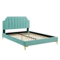 thumbnail image 3 of Modway Sienna Performance Velvet Full Platform Bed in Mint, 3 of 10