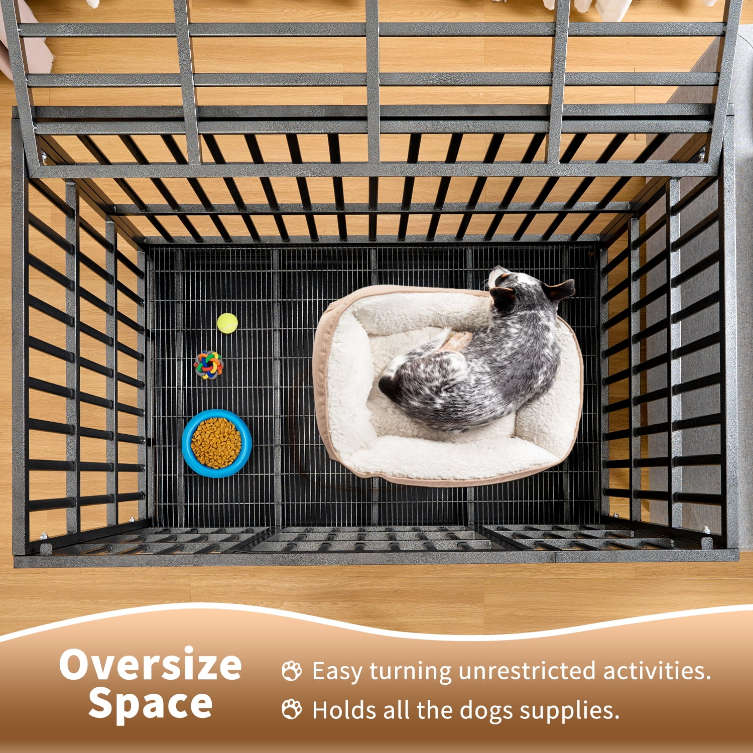 TIME RAY 48 Inch Heavy Duty Dog Crate for XL Large Dog,Indestructible High Anxiety Dog Cage for Indoor and Outdoor with Wheels and Removable Tray
