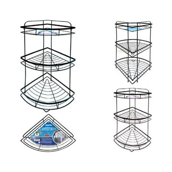 FamilyMaid 51544 12.4 x 9 x 23.3 in. 3 Tier Triang Bath Rack, Brown & Black