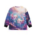 thumbnail image 5 of Xoenoiee Axolotl Bubble Coral Print Girls Oversized Sweatshirts Casual Long Sleeve Pullover Tops Crewneck Side Slit Sweatshirt Loose Y2k Trendy Outfits, 7-8 Years, 5 of 7