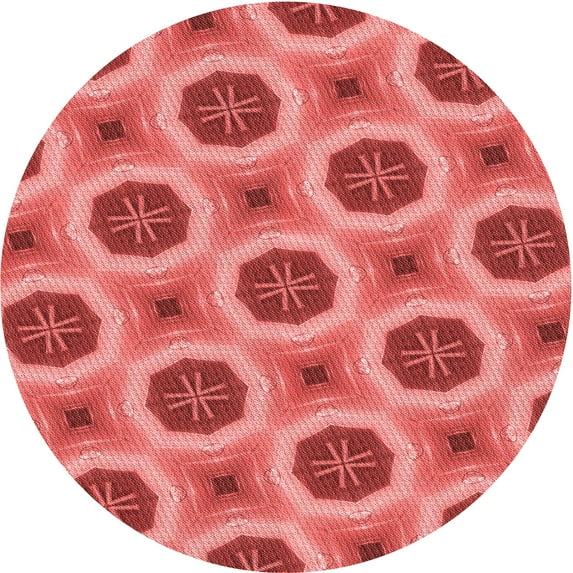 Ahgly Company Machine Washable Indoor Round Transitional Red Area Rugs, 3' Round
