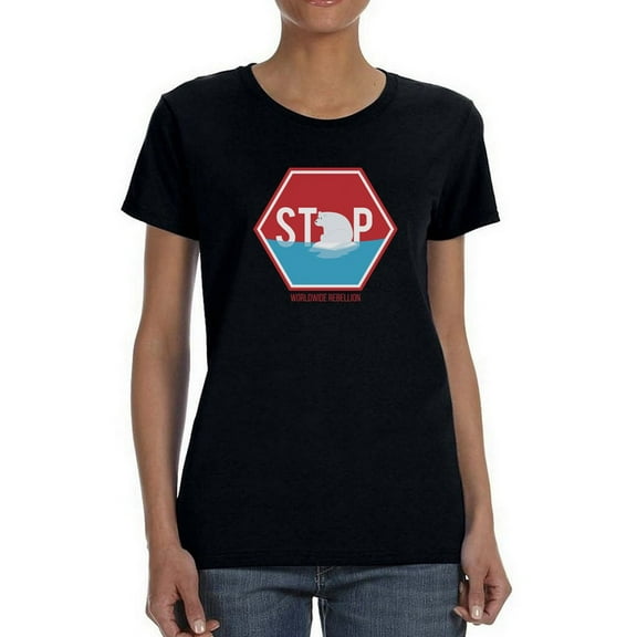 Stop Sign Melting Ice T-Shirt Women -Smartprints Designs, Female Large